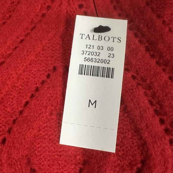 Talbots Sweater Womens Medium Red Diamond Knit Tunic Long Sleeve Crewneck Top - Picture 4 of 11